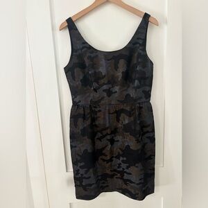 ANNA SUI‎ | black Camouflage metallic pattern Sleeveless mini party Dress sz 10